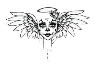 Chicana beautiful clown makeup angel wings tattoo idea