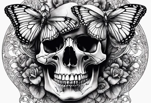 reincarnation, butterfly, skull tattoo idea