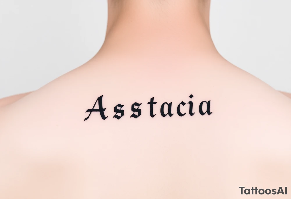 Anastacia in old English on forearm tattoo idea