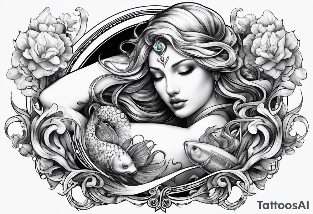 Aquarius and cancer merging together as one tattoo idea