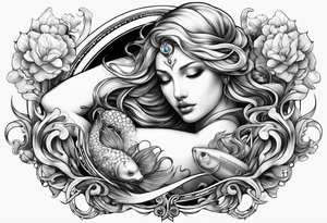 Aquarius and cancer merging together as one tattoo idea