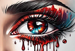 Bloody tears flow from eye tattoo design tattoo idea