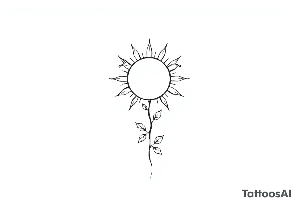 Sun rise with stem and leaves going down tattoo idea