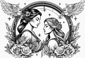 Virgo and Sagittarius zodiac signs blended together tattoo idea