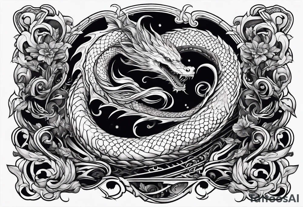 Menacing leviathan serpent tattoo idea