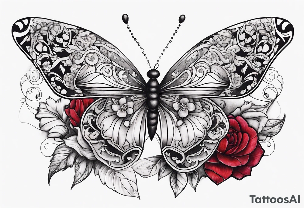 Flowers with "Ruby" in calligraphy font and butterflies around it tattoo idea Flowers with "Ruby" in calligraphy font and butterflies around it tattoo idea