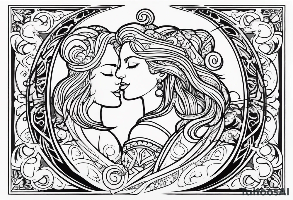 Virgo male leo female zodiac livers intertwined tattoo idea