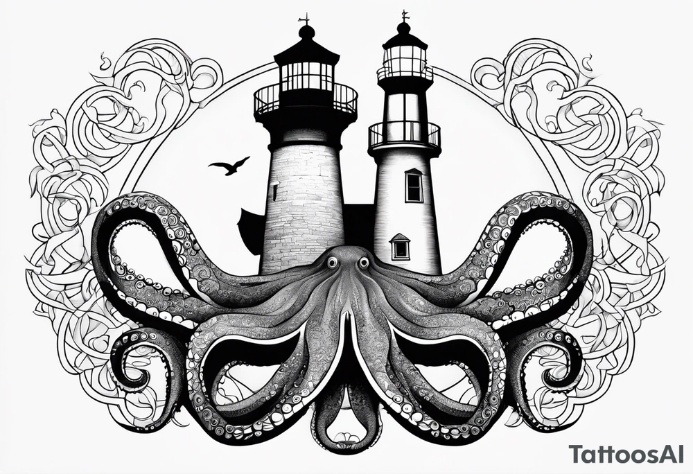 octopus, light house tattoo idea
