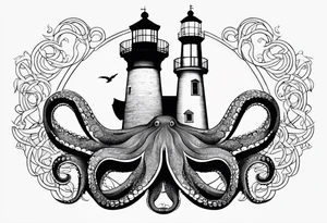 octopus, light house tattoo idea