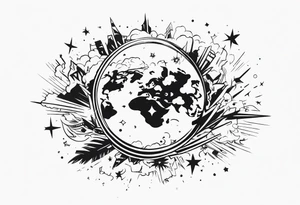 world exploding tattoo idea