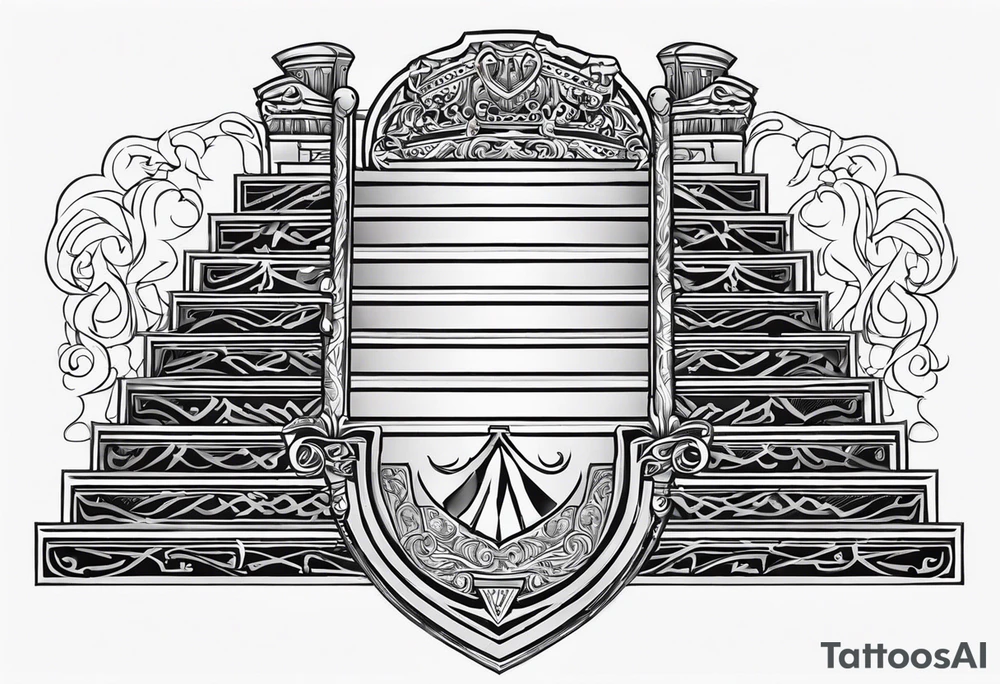Valhalla sheild sword stairs tattoo idea