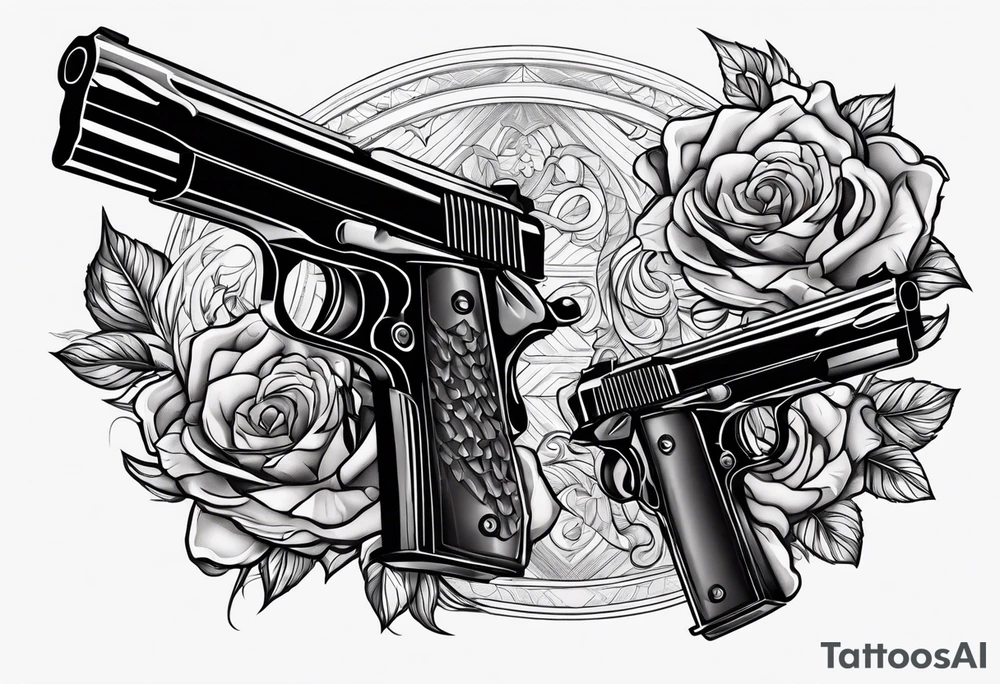 A murder scene of two gunman over the victims black siloets only tattoo idea