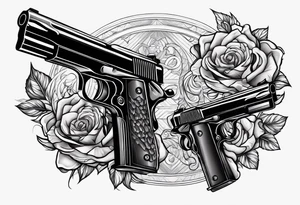 A murder scene of two gunman over the victims black siloets only tattoo idea