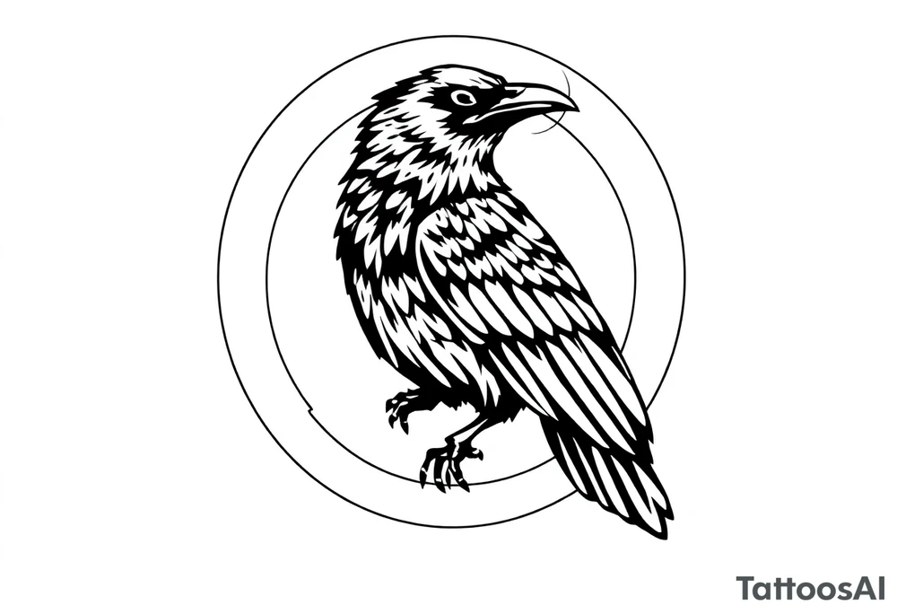 Geometric Perched Raven with linework around it. tattoo idea