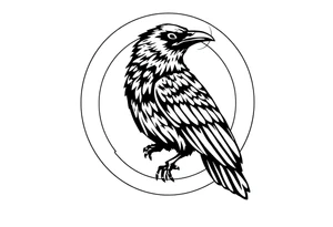 Geometric Perched Raven with linework around it. tattoo idea