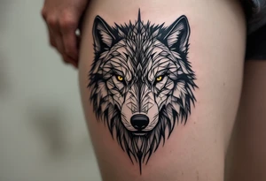 Black wolf and a white wolf side by side tattoo idea