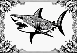 Fijian shark teeth and flower for the forearm tattoo idea