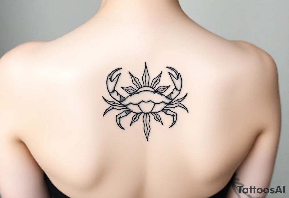 Crab sun and honeysuckle tattoo idea