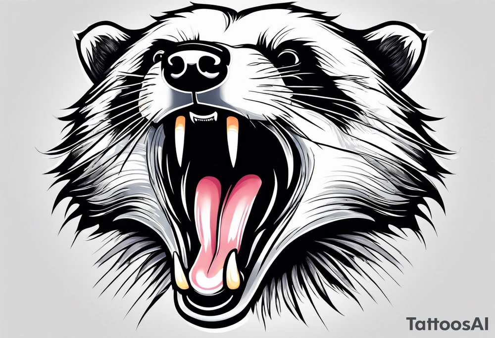 badger mouth open tattoo idea