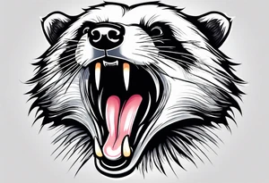 badger mouth open tattoo idea