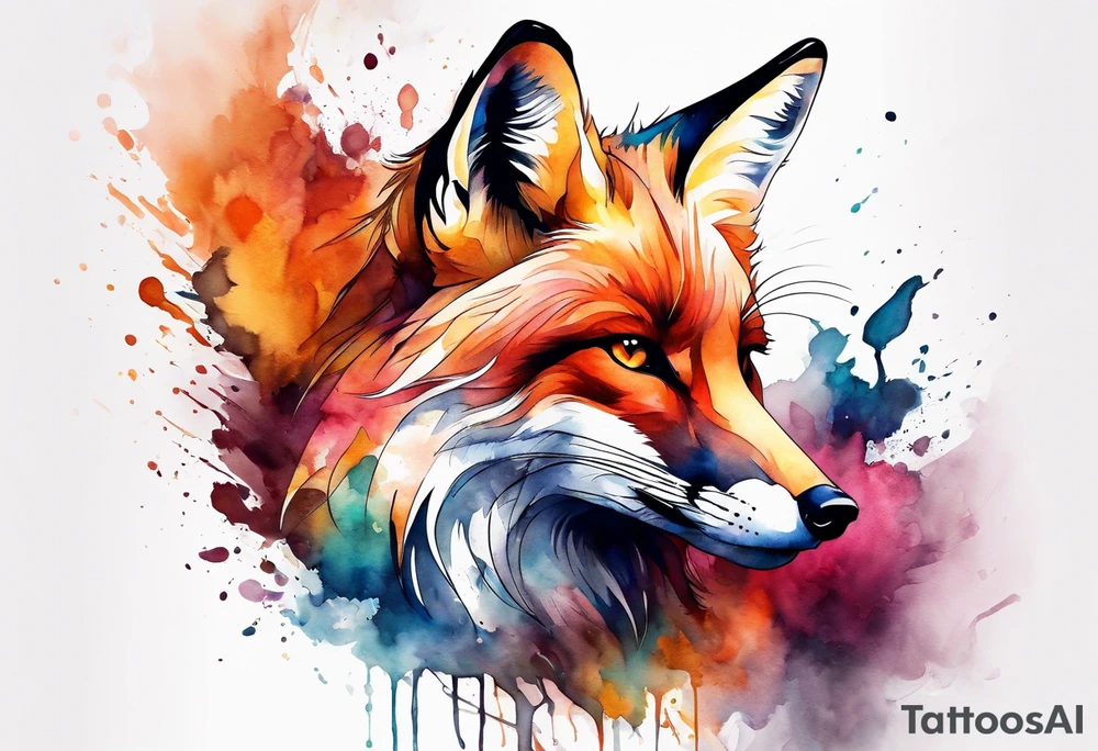Watercolor fox tattoo idea