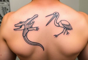 alligator, crawfish, and pelican dancing in second line in new orleans tattoo idea