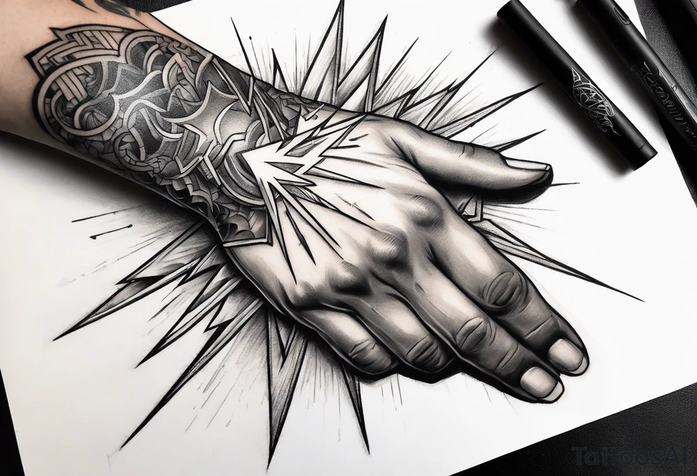 Lightning on hand tattoo idea