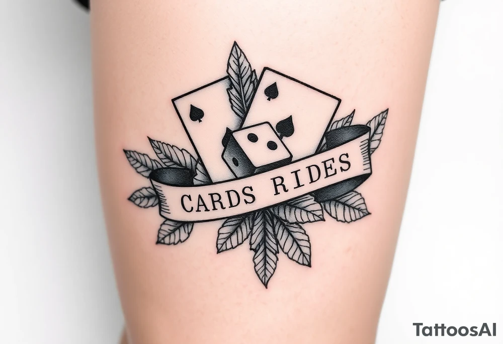 Cards rides banner dice leaves tattoo idea
