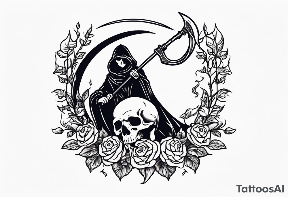 death with scythe and nightshade tattoo idea