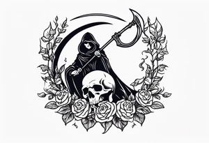 death with scythe and nightshade tattoo idea