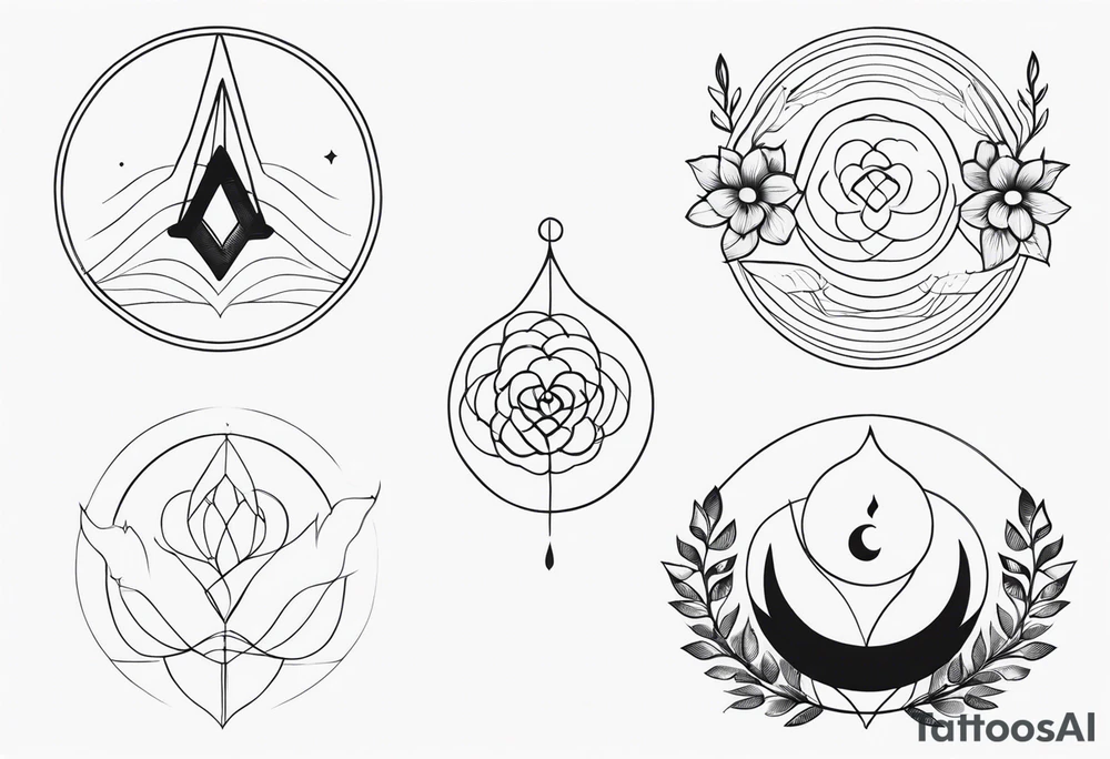 symboles mother of three fine line tattoo idea