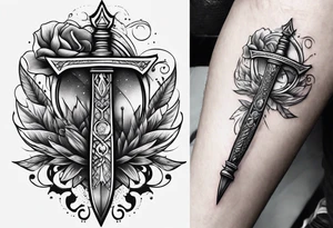 Dagger with hourglass blade and hourglass handle tattoo idea