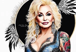 Dolly Parton with angel wings tattoo idea