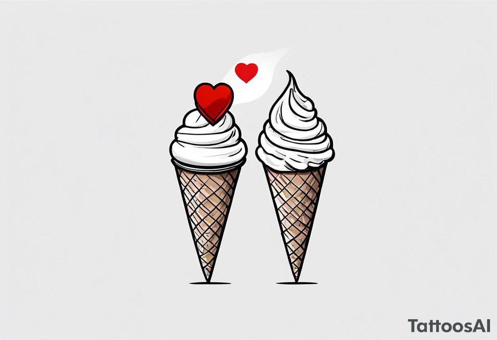 small ice cream cone with small red heart on it somewhere while representing Paris tattoo idea small ice cream cone with small red heart on it somewhere while representing Paris tattoo idea