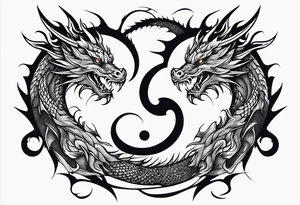 dragons in a yin and yang shape tattoo idea