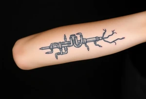 wide System of pipes that transitions and transforms at the end into thick, widespread 
veins of forearm tattoo idea