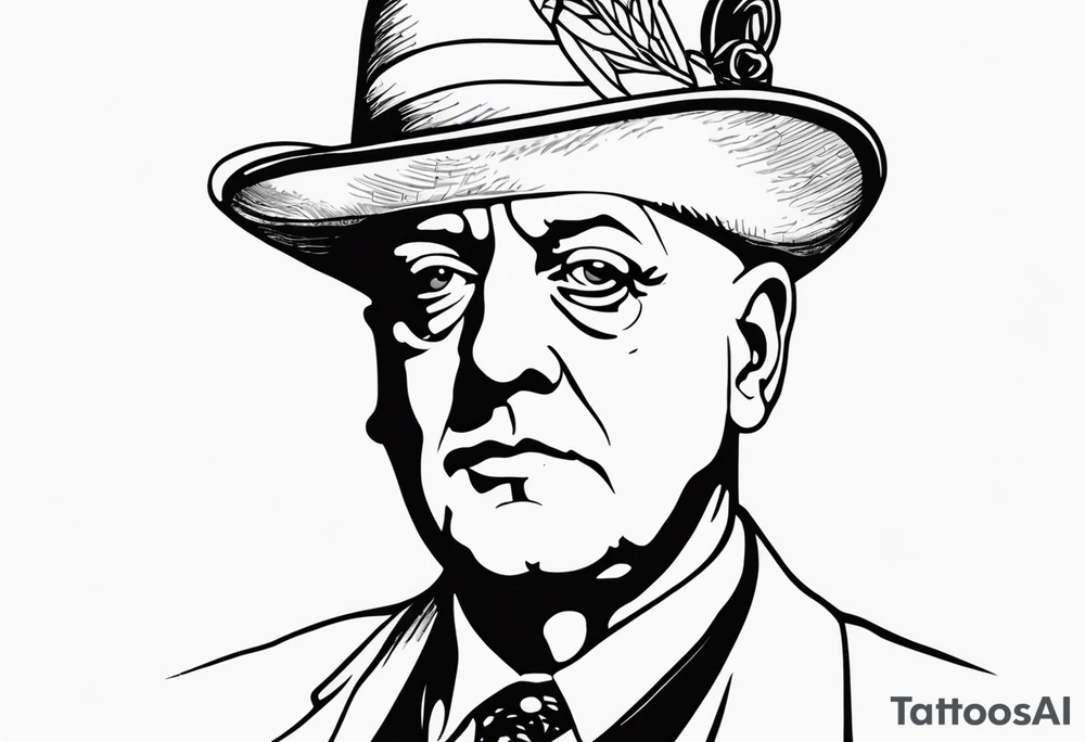 portrait of Aleister Crowley tattoo idea
