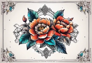 Vintage frame with flowers and space tattoo idea