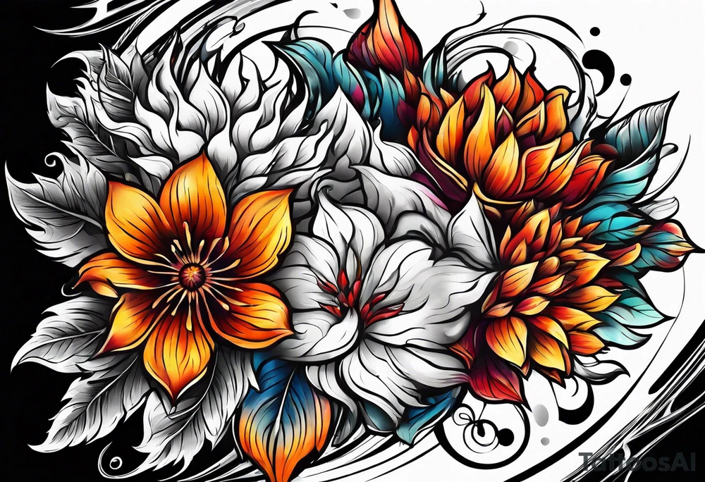 Flower fire for a male tattoo tattoo idea