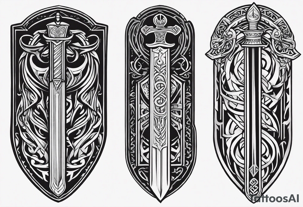Viking sword Valhalla dragon shield tattoo idea