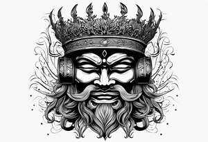 dokkaebi mask with a crown tattoo idea