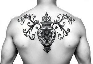 Large Decorative ornamental vase tattoo idea