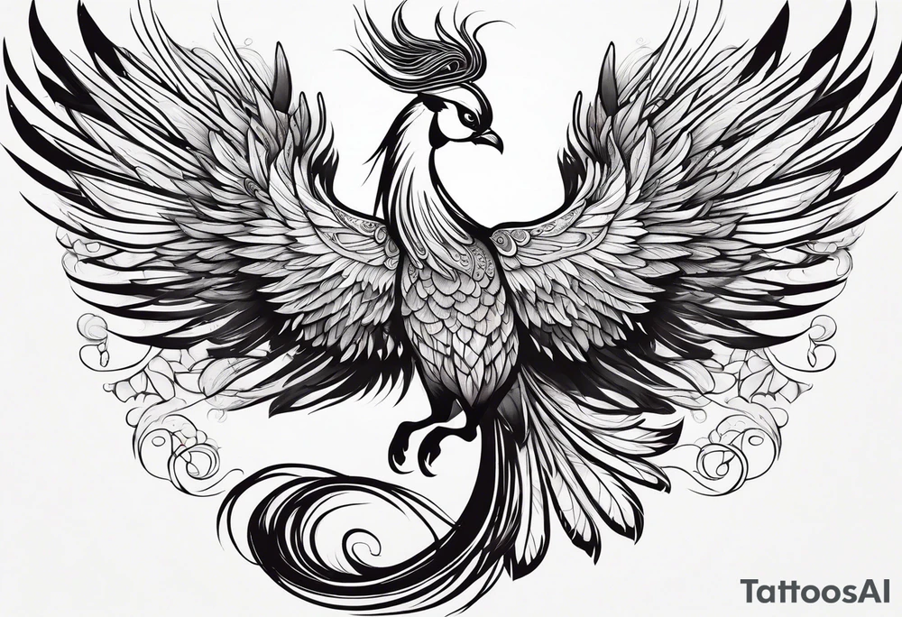graceful asian style phoenix with extra long tail feathers and a long neck and large feathers
arm tattoo tattoo idea