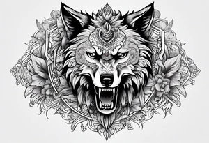 Skull wolf tattoo idea