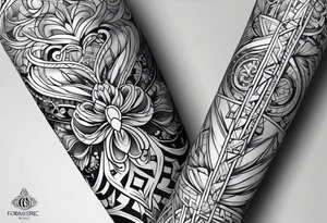 A full sleeve for the forearm with a geometric design tattoo idea