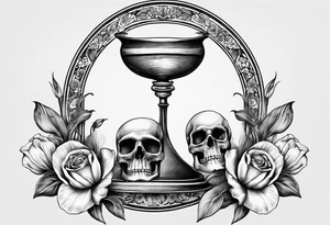 Tulip, Skull, hourglass all separate. With Amor Fati and Memento Mori in circled tattoo idea