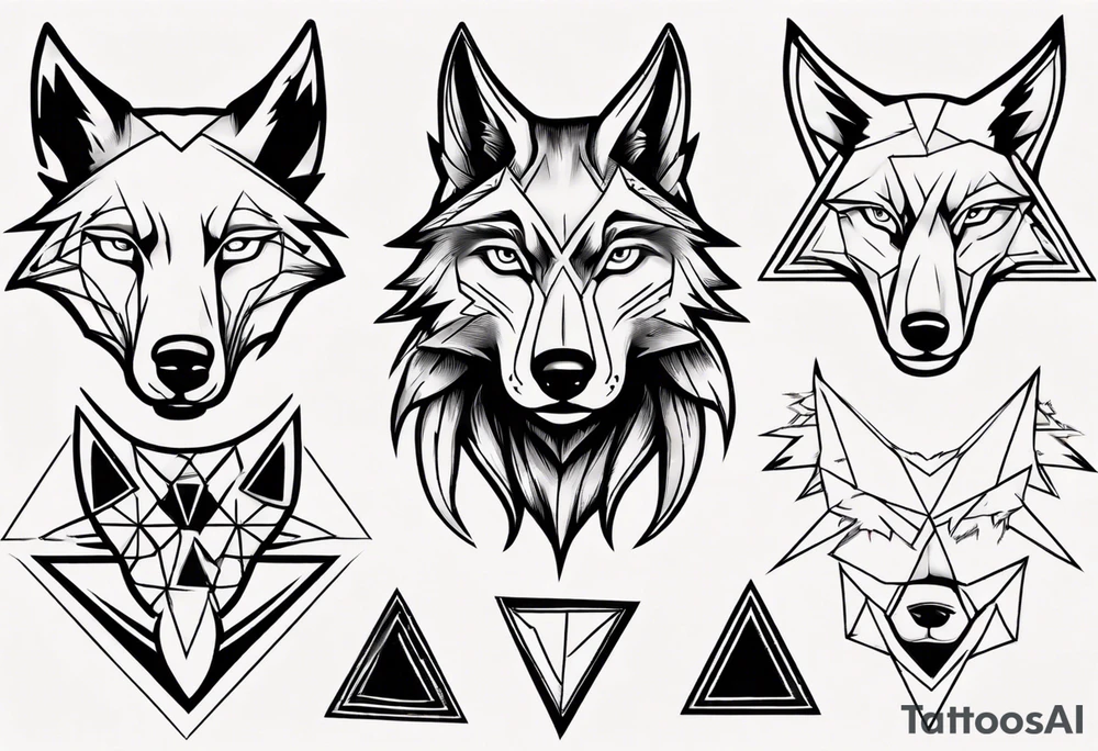 wolf head with triangle on forehead tattoo idea