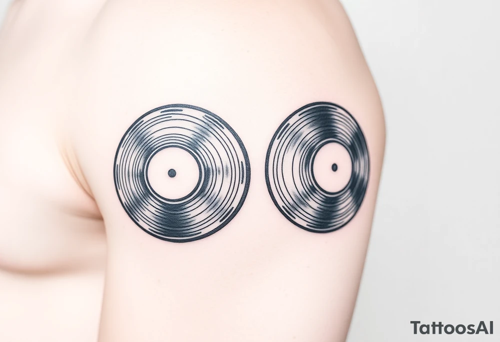 two vinyl records side by side expressing love for music tattoo idea