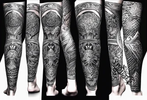 lower leg sleeve armor tattoo idea