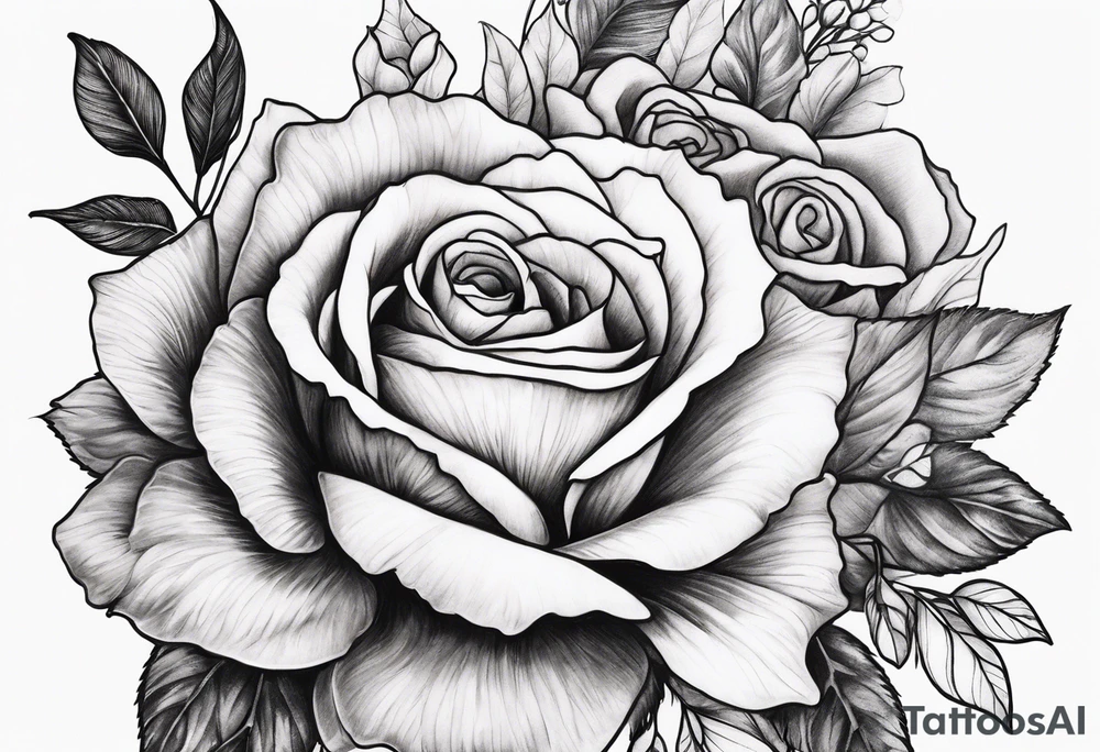 large floral with roses and lilac tattoo idea